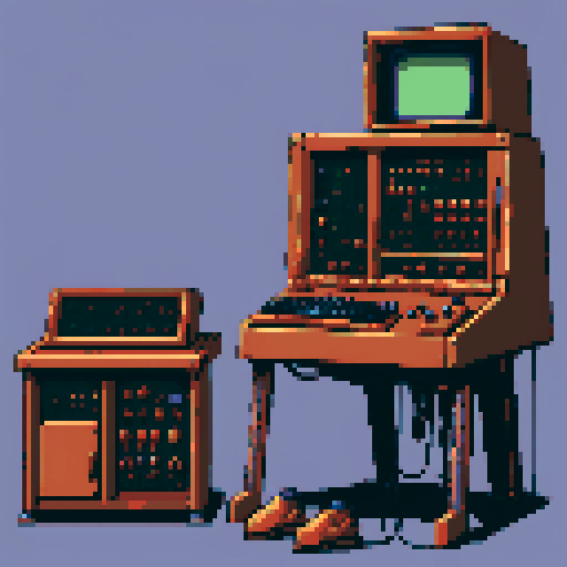 Make me a big rusty copper machine console/interface. I want the screen to take up 90% of the image.