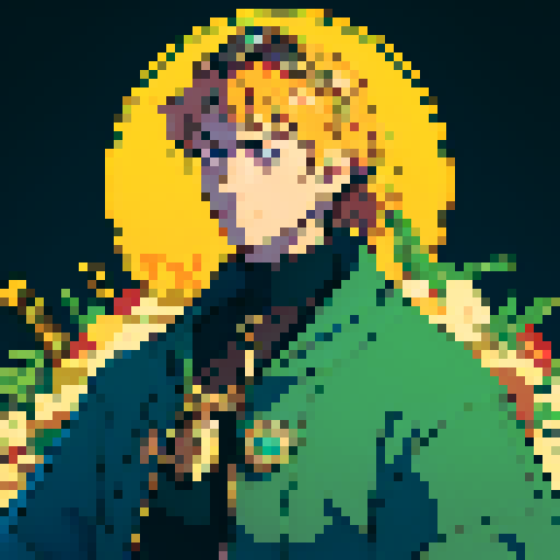 Vincent Van Gogh, exuding cryptocurrency riches, pixelated in sRGB, flaunting Gucci fashion, wearing a crown blended with digital and crypto elements, surrounded by bitcoins, ethereum coins, digital ledgers, exuding confidence and success in the digital age. He is the crypto king