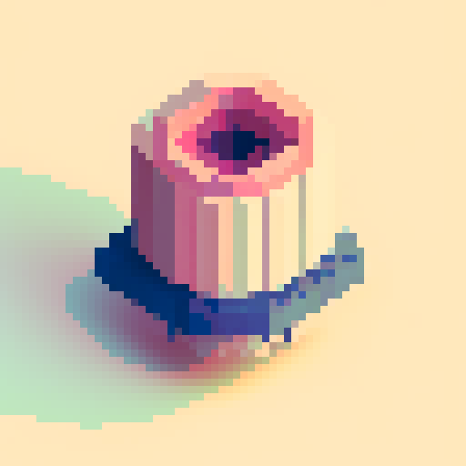 thimble item, vibrant colors, intricate stitching, miniature size, retro gaming aesthetic, 8-bit graphics, geometric patterns, limited color palette, sharp edges, nostalgic feel, detailed shading, high contrast