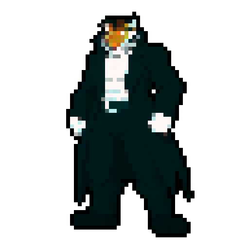 Please generate an image of an antagonist character for a game. The character should be designed in a 16:9 rectangular shape and should use only black, white, and gray colors. The character's initial concept is that of a tiger, but feel free to add creative elements that enhance the villainous aspect.