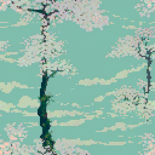 A towering tree dripping with luminous flowers