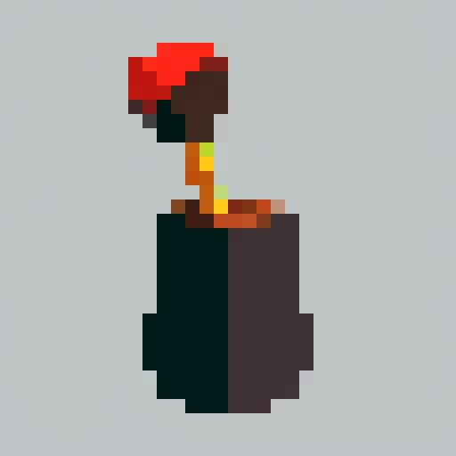 brown Paintbrush with colorful paint at the tip, bold black outline, smooth and crisp edges, minimalistic design, 32x32 pixel art, sRGB color space