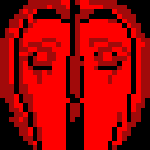 Psychosis, distorted facial features, vibrant colors, pixelated details, sRGB palette, close-up shot, skill art, intense gaze, game icon, 32x32 pixel art, close-up portrait
