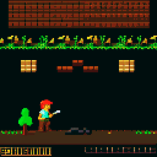 archaeologist, sword-sized trowel, forest, wild animals, pixel art, NES color pallete