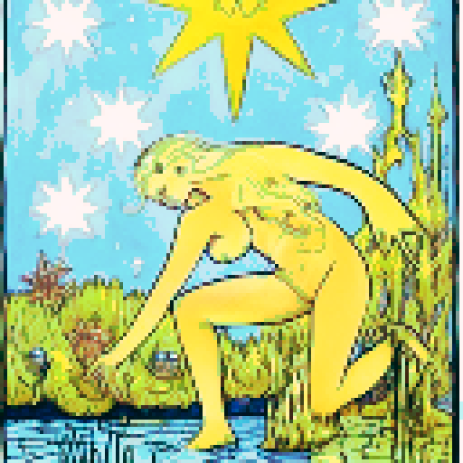 The tarot card The Star in an aquatic style featuring a queen mermaid with a crown in a medieval dark style, surrounded by glowing starfish underwater. The scene should be illuminated by ethereal star-like lights, symbolizing hope and clarity. The crown should shimmer with starlight, enhancing her majestic presence
