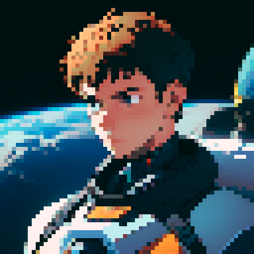 Space mech suit with male pilot 