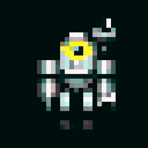 combat drone, humanoid, robotic, sleek, metallic, pixel-art