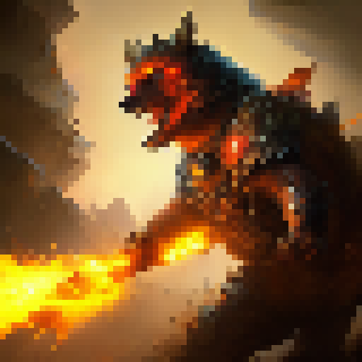 War bear charging through a fiery battlefield, wielding a massive battle axe in a suit of spiked armor, with glowing red eyes and sharp teeth bared, surrounded by fallen soldiers and scorched earth, in an epic display of power and brutality.