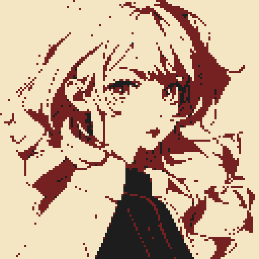 cute character with light hair, dark hair tips in pixel art style, sRGB