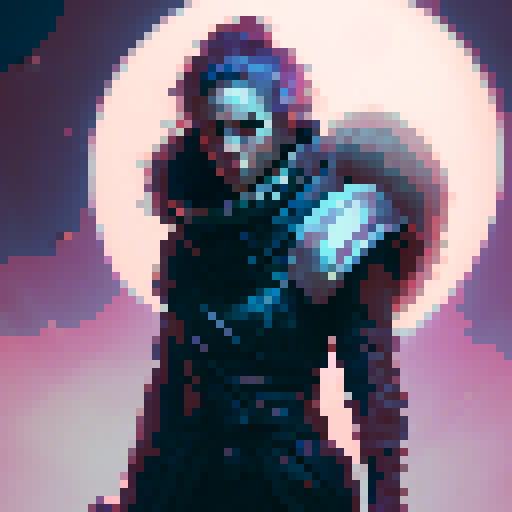 female warrior, light saber, tall robot, lasers from eyes, woods, monsters, innocent people, fantasy RPG