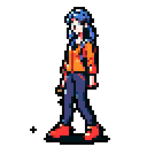 young, female warehouse worker, Amazon Germany, pixel art