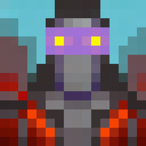 Rust-covered robot standing in a neon-lit alleyway, staring menacingly at the viewer with a single glowing red eye.