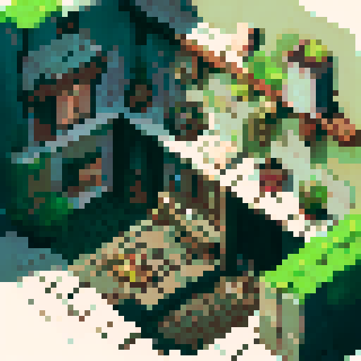 Dark industrial city. Game tilemap.