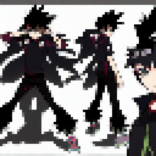 Dancing in a monochromatic world, a TikTok star with big, expressive eyes and spiky hair performs fluid, exaggerated movements in the style of anime.