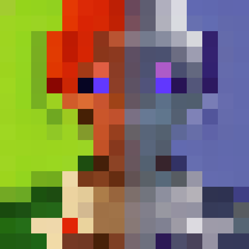 Samus, armed with her plasma gun and in her classic power suit, stands tall against a backdrop of glowing neon lights and retro-futuristic architecture in a 16-bit pixel art style.