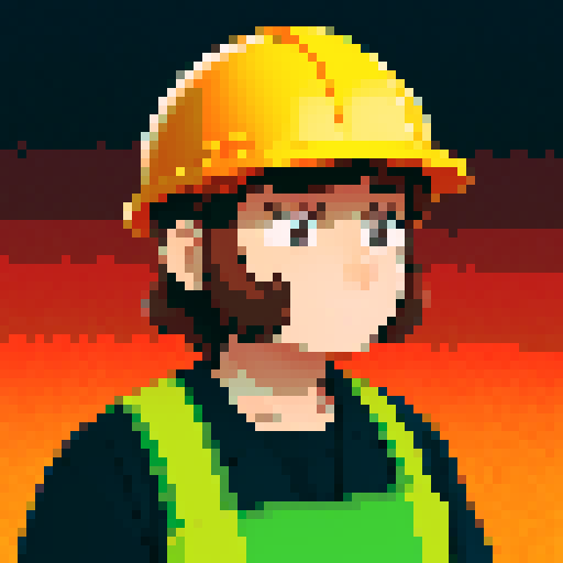 Sci-fi construction worker with brown hair and holding helmet