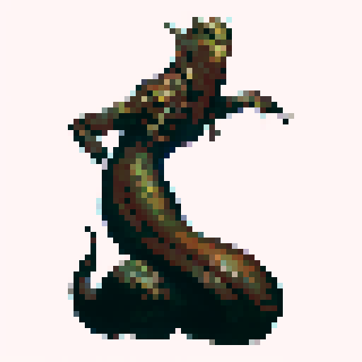 Snake with the torso and head of a woman, horror fantasy rpg