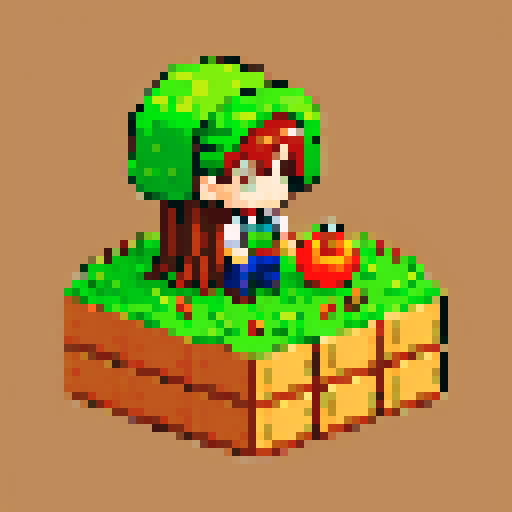 farming game main character, pixel art, left-facing sprite, reminiscent of stardew valley and harvest Moon