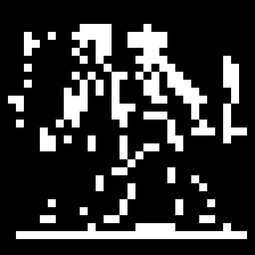 stick figure twerking, black and white, retro video game style, 8-bit graphics, high contrast, no background