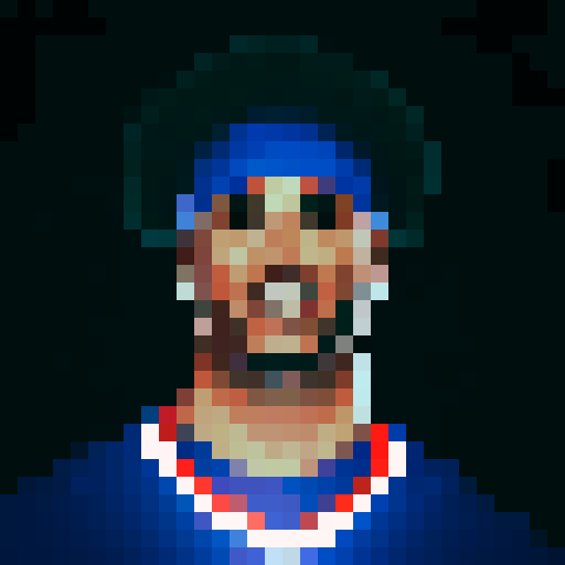 nfl football player, profile view, forward-facing, wearing jersey, no helmet, game icon style, 32x32 pixel art, sRGB, skillful expression, close-up portrait