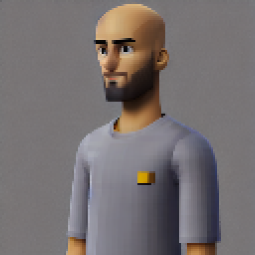 Bald male standing, base character, wearing a shirt, pixel art