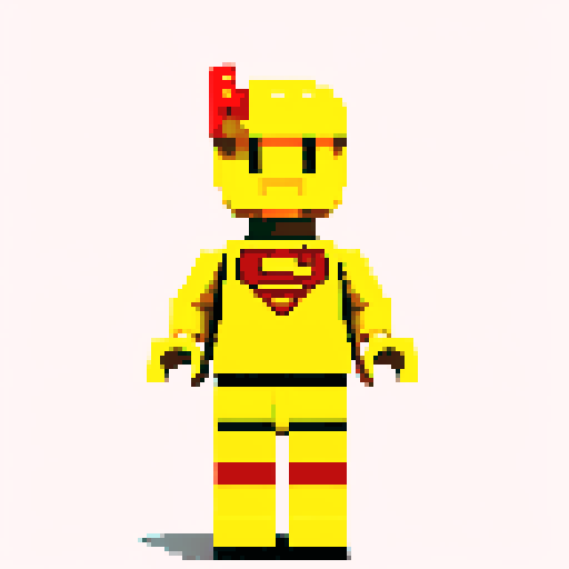 superman, lego, pixel art, vibrant colors, blocky design, sRGB