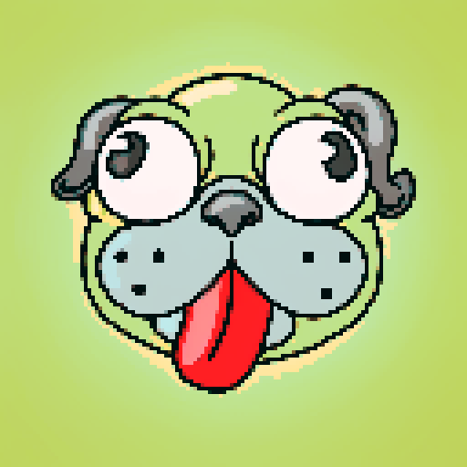 , pastel colors, and a hint of nostalgia

        A floppy-eared, tongue-out cartoon dog, all rendered in charming pixel art