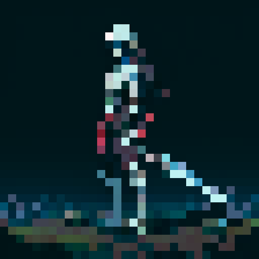skeleton monster, low level, weak, sword or axe, standing ready to strike, pixel art, sRGB