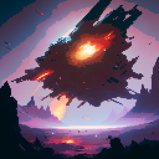 A field of explosive landmines. Color scheme red, blue and brown.