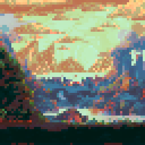 Generate a scene depicting a village under attack by night creatures for a game set in an apocalyptic world. The village should be nestled in a valley surrounded by dense forests and looming mountains, with a full moon casting an eerie glow over the landscape. Buildings should be ablaze, with flames licking the night sky and casting flickering shadows. In the foreground, 