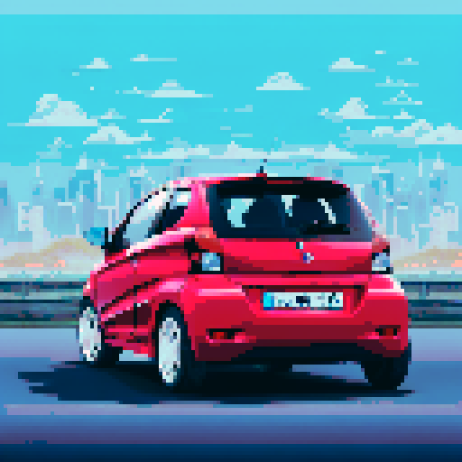 Photorealistic whole Daewoo Matiz, centered, three-quarter view, right front wheel, clean background, realistic colors, pixel art style
