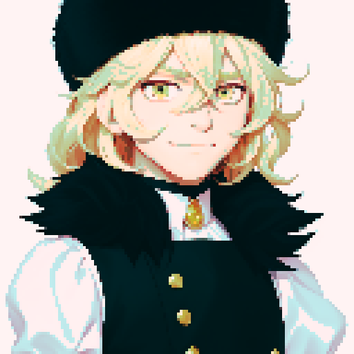 visual novel sprite,  solo male, straight-on, inframe, facing viewer, perfect anatomy, looking at viewer, manly, round pupils, best quality, very aesthetic, {{{{{blonde eyelashes}}}}}, light blonde, smile, closed mouth, light pink eyes, tareme, hair between eyes, ushanka hat, black fur collar, visual novel sprite, black vest, puffy sleeves, black elbow gloves, solo male, sadistic, waist  and up, straight-on, inframe, round eyes, facing viewer, full body, big hair, short hair, perfect anatomy, 
