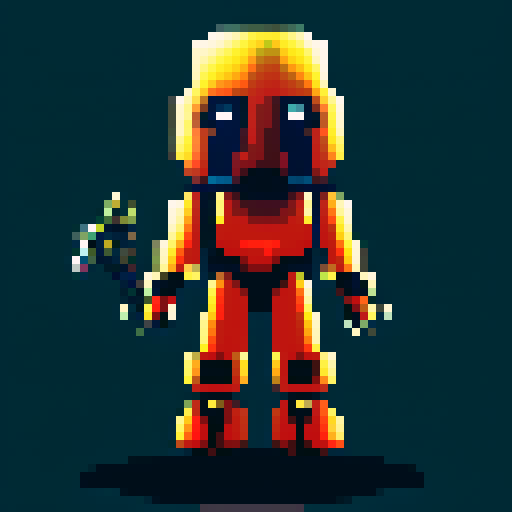 Space marine pixel character, laser rifle and futuristic helmet, galactic colors, full body, 64x64 pixel art size