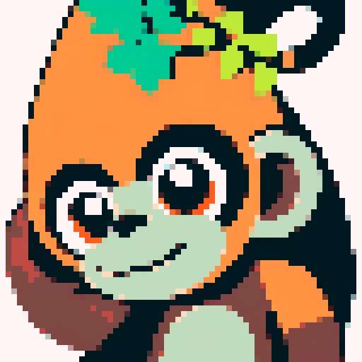 A monkey holding a branch, the monkey is made of wood, has a mechanical sense, the movement is squatting on the ground