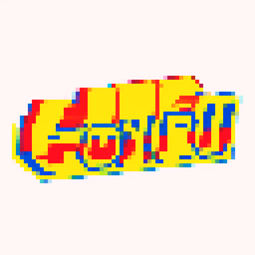 Seinfeld logo, retro pixel art, vibrant colors, sharp edges, 8-bit style, iconic characters, Jerry, George, Elaine, Kramer, New York City skyline, yellow taxi, comedy, sitcom vibes, bold typography