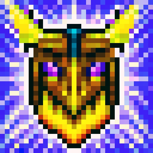 Generate an image of a dangerous cosmic ant from the future. This ant should have an otherworldly appearance, with an armored exoskeleton featuring iridescent colors that shift between dark purples, blues, and vibrant yellows. Its body should be sleek and segmented, with advanced technological elements integrated into its design. The ant should have menacing mandibles, glowing eyes, and intricate patterns on its body that evoke a sense of cosmic power. Ensure the design conveys a sense of danger