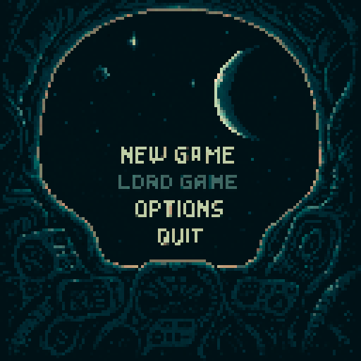 cockpit view of space, spaceship, realistic, alien style, 4 colors palette, game menu screen