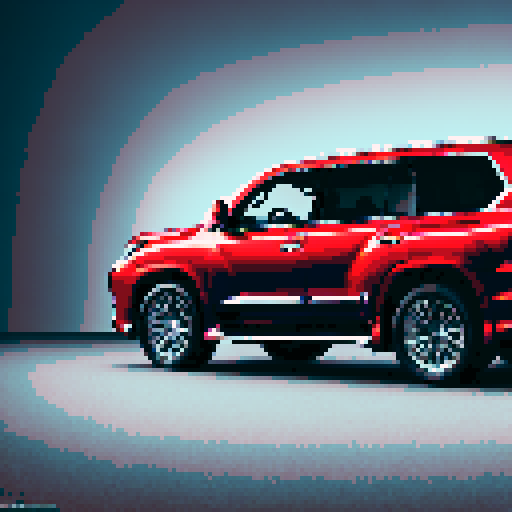 Photorealistic whole Lexus LX, three-quarter view, right front wheel, clean background, sRGB colors, pixel art style