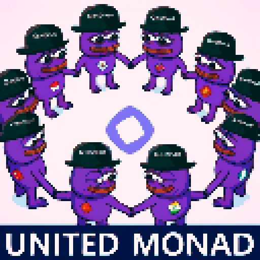 Purple frogs holding hands
