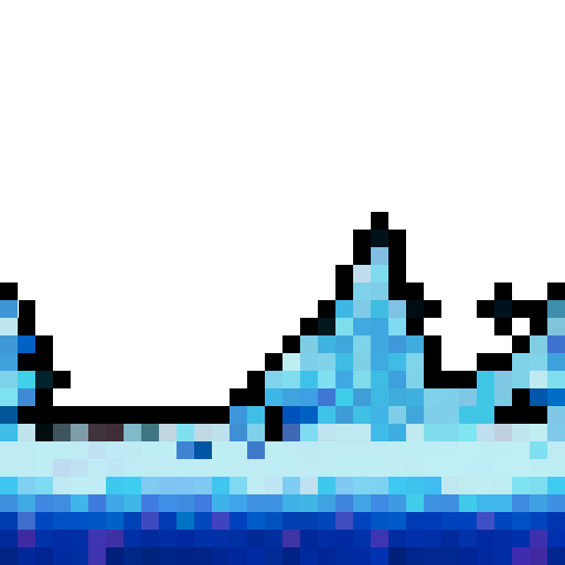 Winter landscape, snow-covered trees, bright and moody sky, pixel art style, sRGB color space, afternoon setting, scenic background, serene landscape