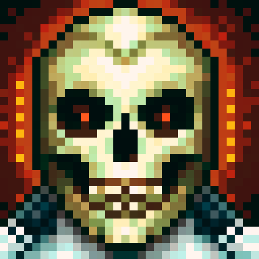 a skeleton, standing still.