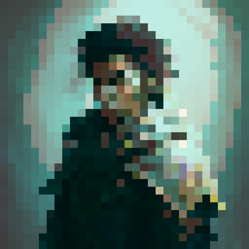 boy, with tousled brown hair, wearing a tattered cloak and holding a sword, posed in a dramatic, medieval-inspired portrait, capturing the essence of a fearless fantasy RPG adventurer