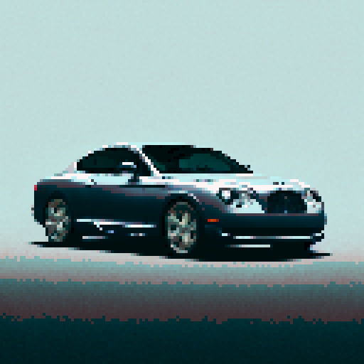 photorealistic gray Bentley car, centered, right wheel forward, white flat background, pixel art, sRGB