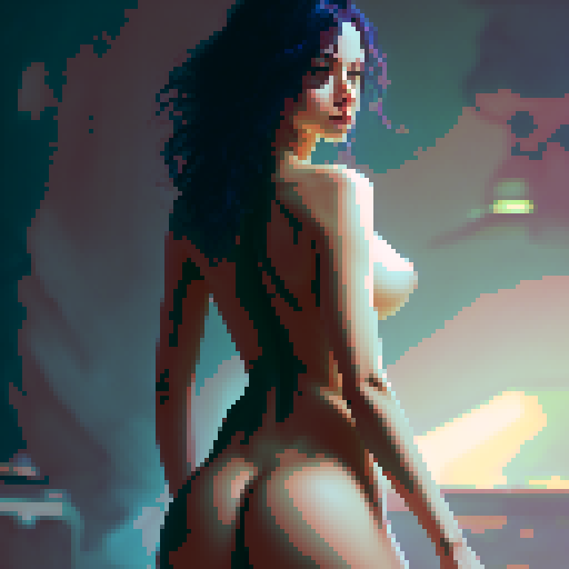 sexy naked woman, bent over with ass facing camera, fingering herself, pixel art porn
