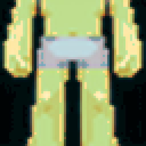 top-down RPG pixel male torso, muscular build, no head, completely naked, no shading, idle position, arms relaxed by the sides, legs slightly apart, 36x52 pixels centered in a 64x64 canvas, transparent background, front facing.
