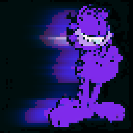 Purple cat standing