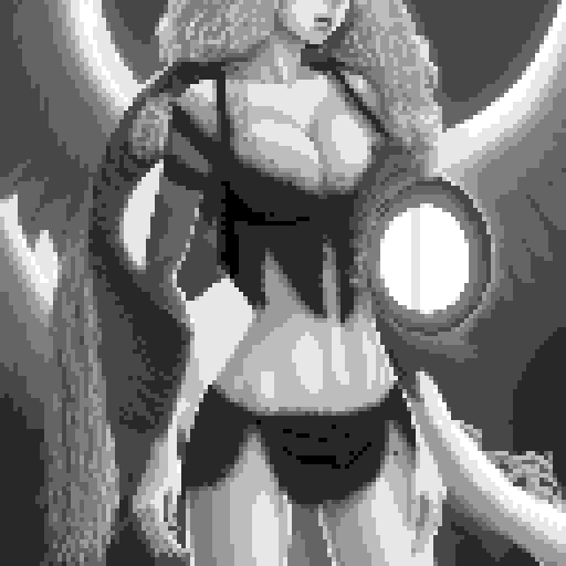 busty succubus, skin tight lace, deep v-neck crop top, intricate druidic staff, pixel art, sRGB, full body