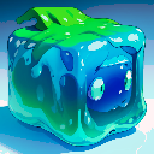 Blue Slime cube, Gelatinous cube, giant Slime, big slime, big slime cube
