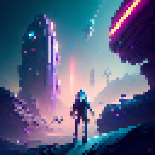 "Ekko dashes through a colorful, neon-lit cityscape, wielding his glowing time-traveling gauntlet as he evades a barrage of enemy projectiles and leaps over towering buildings in a dynamic, comic book-inspired art style."
