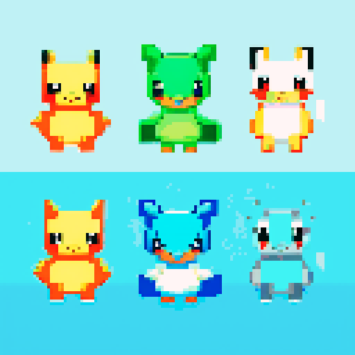 Pokemon style water type starter, no background
